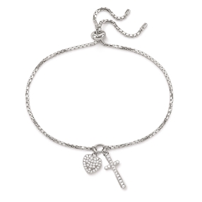 Charm Mates Rhodium Plated Adjustable Bracelet-